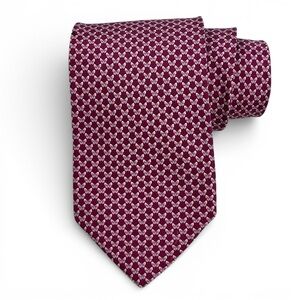 Salvatore Ferragamo Butterfly Print Silk Tie Burgundy Pinks